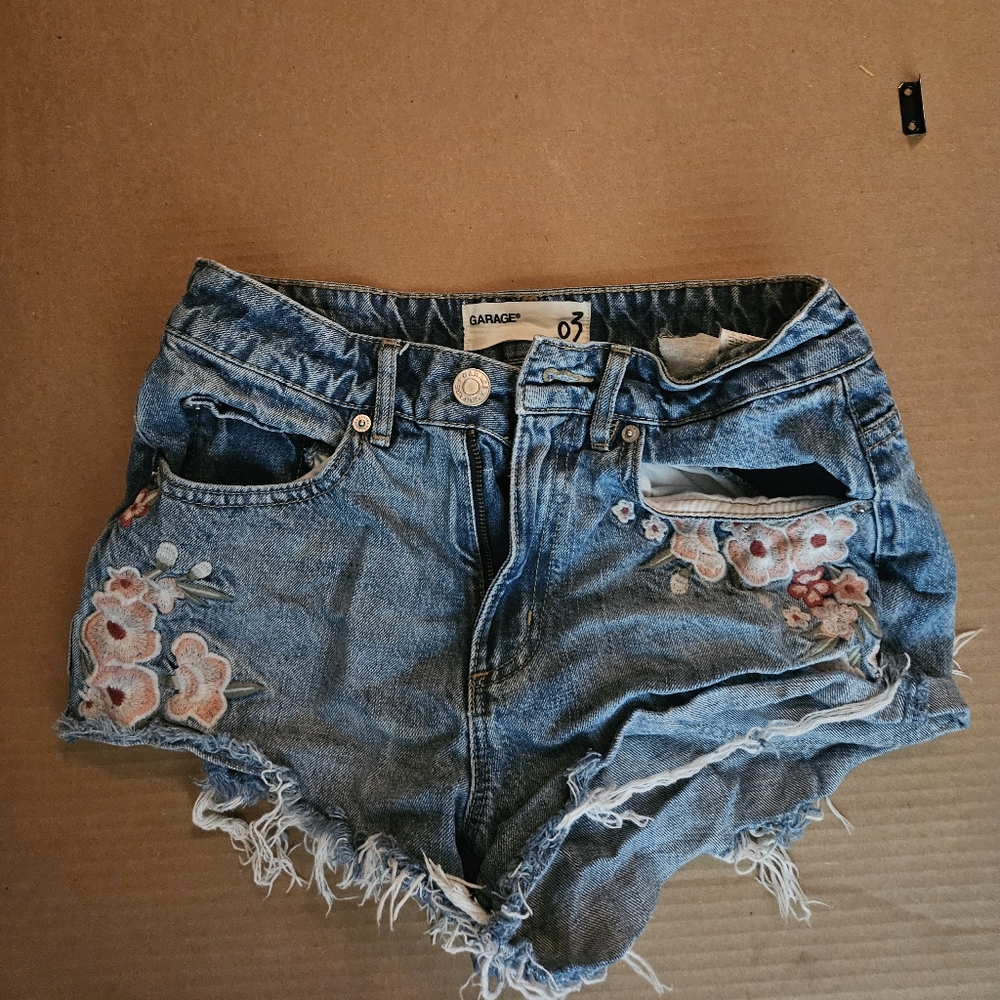 Garage High Waisted Blue Jean Shorts - Size 4